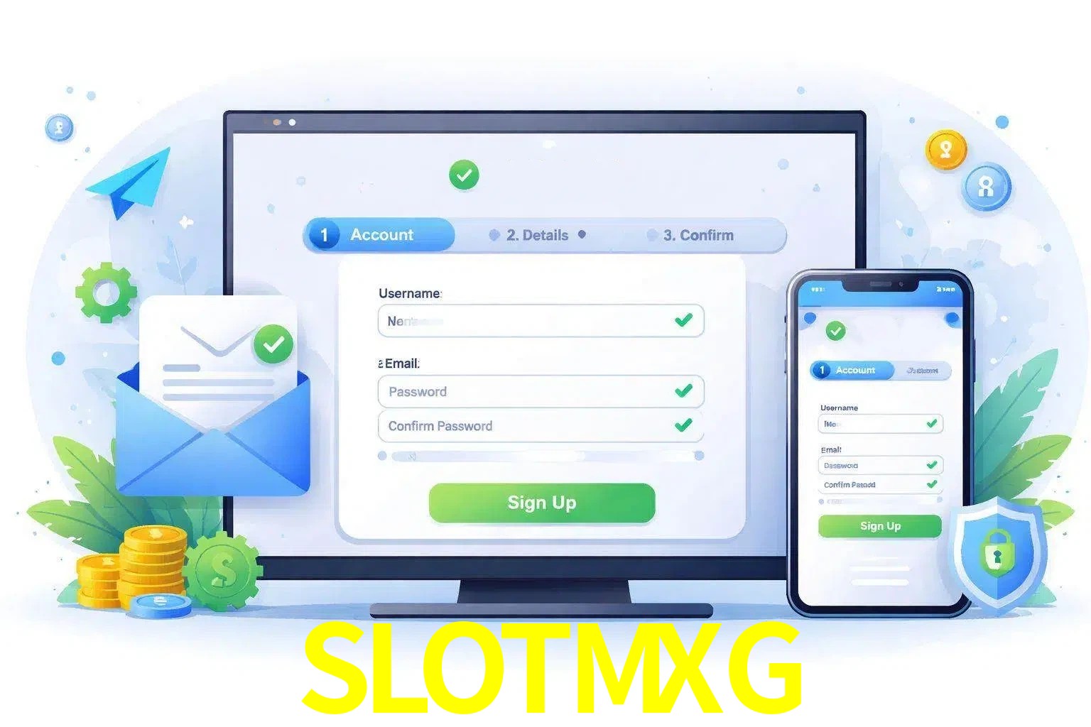Registro de nuevo usuario y configuración de cuenta SLOTMXG